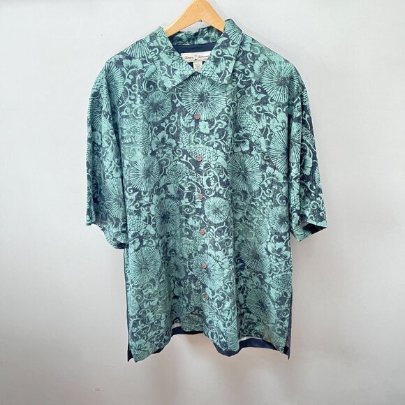 Tommy Bahama Koi Fish Silk Hawaiian Shirt- Size L - Picture 1 of 4